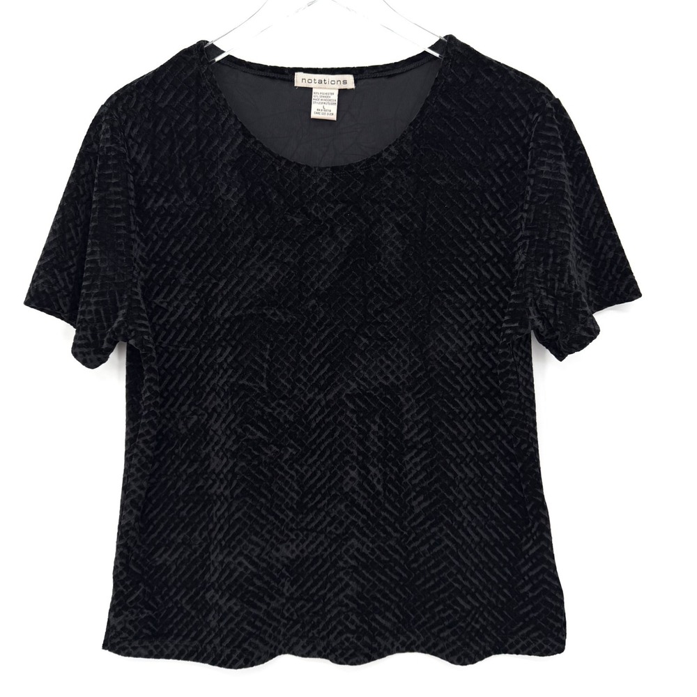 Vintage 90s Textured Velvet Top Size L Whimsigoth Witchy Vamp Phoebe Black‎